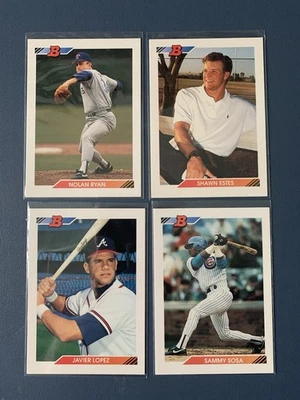 Lote de 4 cartas de beisebol 1992 Bowman (NM/MT) - Imagem 1 de 2