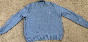 Suéter Polo Ralph Lauren Para Hombre XL Azul Claro 100% Algodón PIMA Cuello Redondo De Colección - Imagen 1 de 5