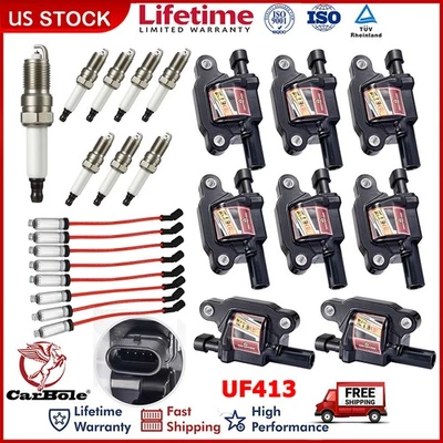 8x Ignition Coil & Spark Plug & Wire For 07-14 GMC Yukon 5.3L V8 Denali Escalade - Image 1 of 4