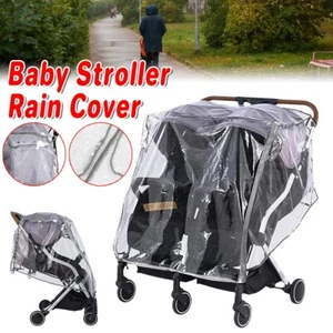 Universal Baby Stroller Rain Cover Windshield Rainproof Double Warm Cover AU - Picture 1 of 12