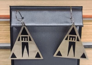 Hermosos Pendientes Colgantes Triángulo Esmalte Plata Alpaca Retro Vintage - Imagen 1 de 7