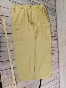 Vintage LL Bean Pants Men's Cargo  34 30 Beige Pockets Cotton Twill Button Zip - Picture 1 of 13