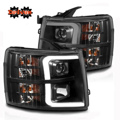 Faros proyectores halógenos para Chevy Silverado 07-13 carcasa negra C LED DRL Foto 1 de 4
