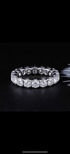 2.5ct Round Cut Moissanite Anniversary Women Wedding Band 14k White Gold Plated - Picture 1 of 2