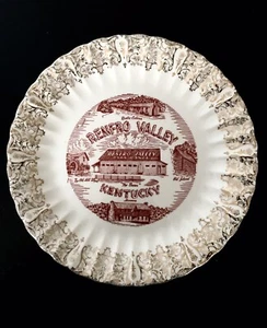 Renfro Valley Kentucky Souvenir Plate Red - Gold Rim 50’s - Picture 1 of 4