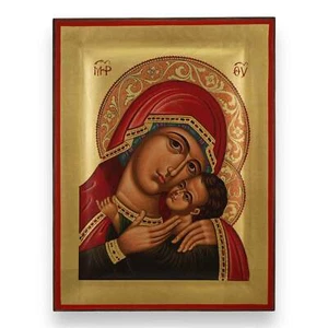 Icono de ternura Theotokos - Icono bizantino ortodoxo griego premium hecho a mano - Imagen 1 de 8