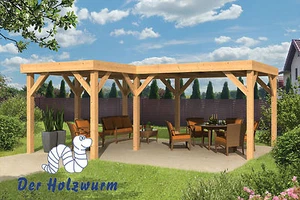 Gartenpavillon Douglasie 620x520 cm Gartenlaube Pavillion Holz Unterstand Garten - Bild 1 von 2