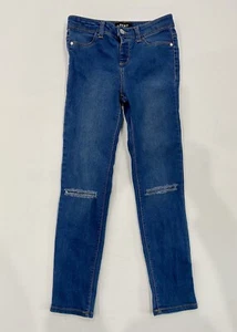 DKNY Girl's Skinny Straight Leg Stretch Jeans Size 12 Blue Distressed - Picture 1 of 2