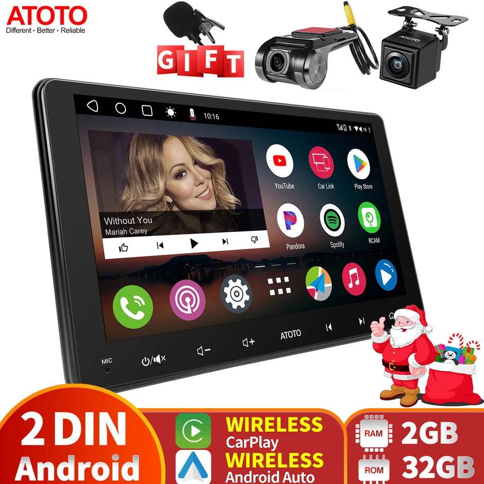 ATOTO 7 IN A6 Android 2DIN Car Stereo GPS Track Radio w/ Dash & Rearview Camera