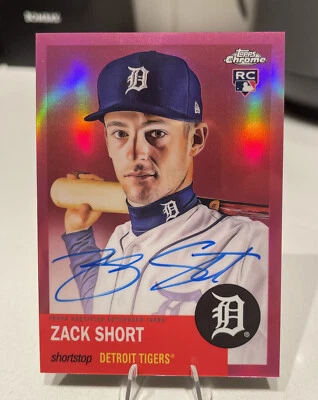 Zack Short Pink Refractor Auto /15 Topps Chrome Platinum RC Tigers Case Hit - Image 1 of 2
