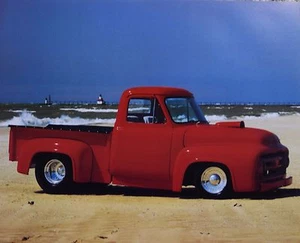 Oldtimer Ford F-100 rot Pickup Truck Oldtimer Sammlerauto Kunstdruck 16x20 - Bild 1 von 1