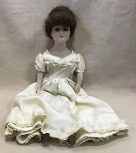 Porcelain 16” Repro Lady Doll, Fashion Type Doll With Wig Dressed Looks Old - Picture 1 of 12
