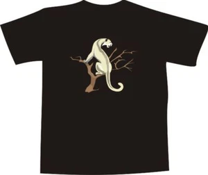 T-Shirt E581 - Comic Design - Schneeleopard lauert auf einem Baum - Bild 1 von 1