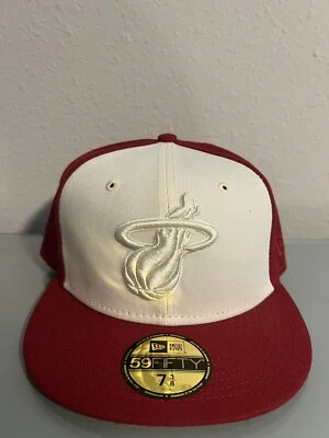 New Era 59FIFTY Miami Heat Tonal 2-Tone Red White Fitted Hat Cap Size 7 3/8 - Image 1 of 4