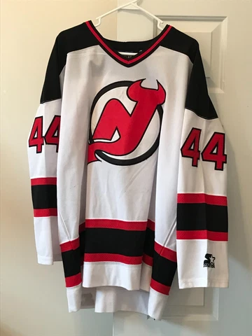 HTF LATE 90's VINTAGE NEW JERSEY DEVILS STARTER BRAND HOCKEY JERSEY MENS XL #44 Cover