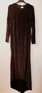 Simply Be Black Velvet Long Sleeve Fish Tail Full Length Dress /Rose Glitter 18 - Picture 1 of 6