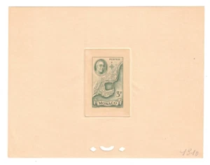 1946 Monaco FDR Roosevelt Stamp Color Proof Scott 202 3f Green - Picture 1 of 2