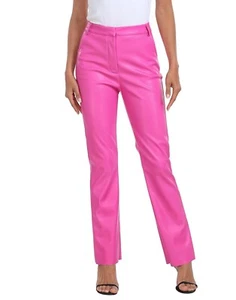 Women's New Pink Celebrity Leather Pant. Real Soft Lambskin Geniune Leather Pant - Picture 1 of 10