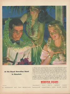 1948 Webster CIGARS Couple at Royal Hawaiian Hotel in Honolulu Vintage Print Ad - Picture 1 of 1