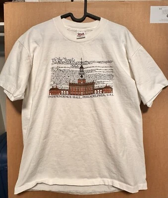 Vintage Independence Hall Philadelphia Graphic Anvil T-Shirt L Made In USA - Image 1 of 4