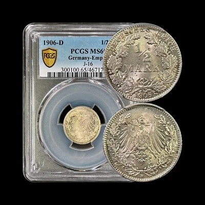 GERMANY. 1906, 1/2 Mark, Silver, D - PCGS MS65 - Empire, Munich - Image 1 of 4
