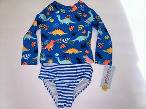 Cat & Jack Girl's Size 18 Months 2-Piece Dinosaur Rashguard Bikini Swimsuit - Picture 1 of 6