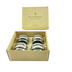 Pottery Barn Placard Napkin Rings Set of 4 w Extra Placecards Silver Color Metal - Picture 1 of 10