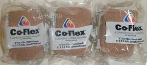 CO-FLEX 3"x5Yd Tan Flesh Cohesive Bandage Self Adherent Elastic Wrap Latex USA - Picture 1 of 5
