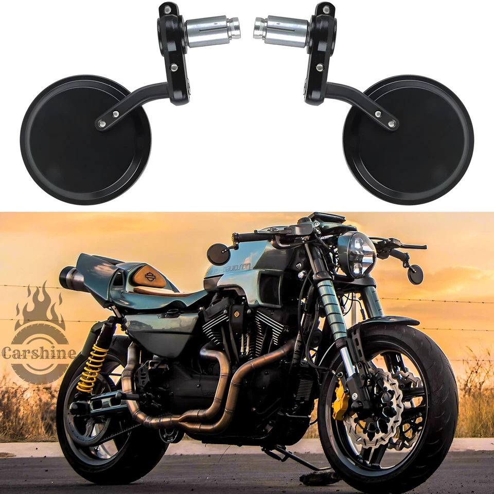 Motorcycle 7/8" Bar End RearView Side Mirrors For Harley Davidson XR750 XR1200 X Foto 1 de 4