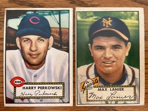 1952 Topps Baseball 2 Card Lot, Harry Perkowski #142, Max Lanier #101, G-Vg - Picture 1 of 2