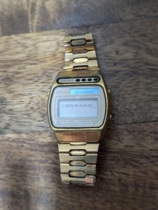 Vintage 1979 Seiko A156-5009 Gold Tone Quartz Solar Alarm Chrono Parts/Repair - Picture 1 of 10