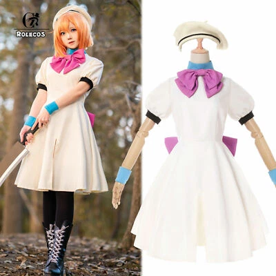 Higurashi When They Cry Hou Ryugu Rena Cosplay Costume White Uniform Dress + Hat - Image 1 of 4