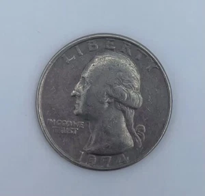 1974 Washington Quarter Dollar Coin Circulated No Mint Mark Error - Picture 1 of 2