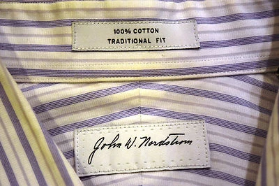 Camisa de vestir de algodón a rayas blancas moradas John W Nordstrom para hombre 15,5  Foto 1 de 4