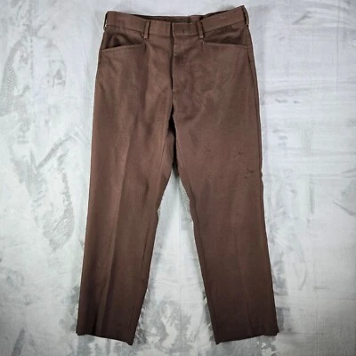 Calça social marrom desgastada vintage década de 1990 Levi's Action Slacks (34x29) - Imagem 1 de 4