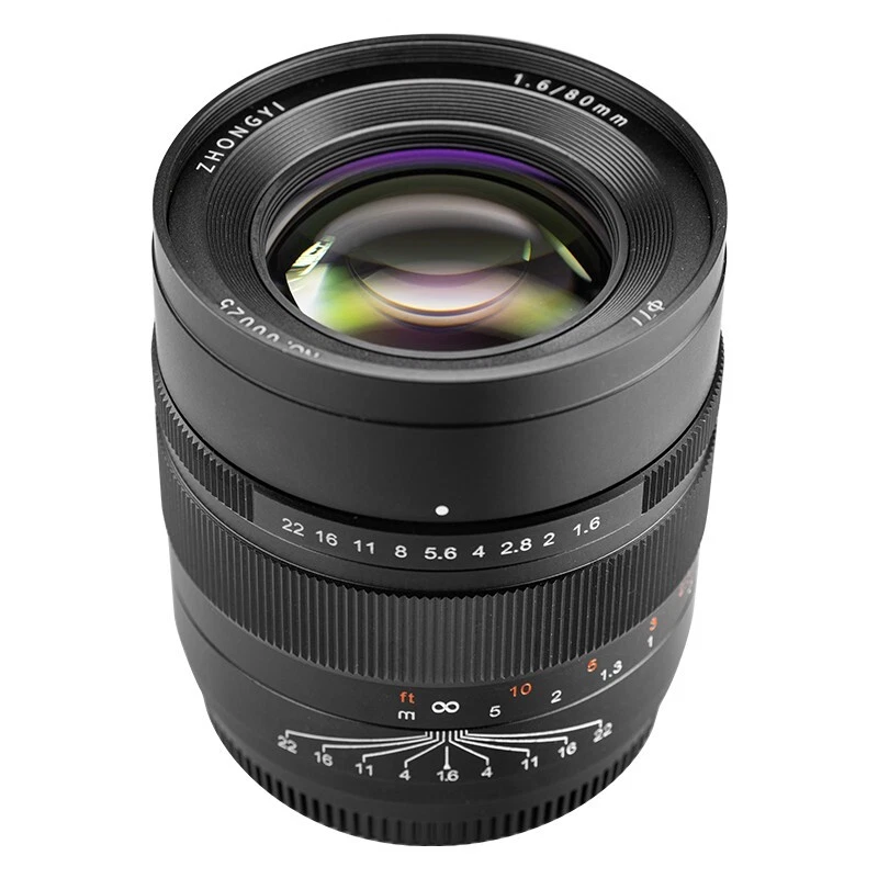 Zhongyi Mitakon 80mm F1.6 Lens for Fujifilm Fuji GFX 100 100S II 50S 50R Camera - Image 1 of 4