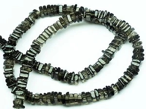 NATURAL GEM SMOKY QUARTZ 5MM SQUARE HEISHI BEADS 122CT. FINISHED NECKLACE 16" - Picture 1 of 4