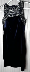 Abito Cache donna 6 perline blu velluto cocktail festa formale nuovo $198 - Foto 1 di 15