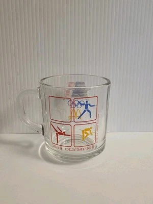 Vintage McDonalds 1984 LA Olympics Glass Mugs,3.5 in tall, clear, tea, coffee - Image 1 of 4