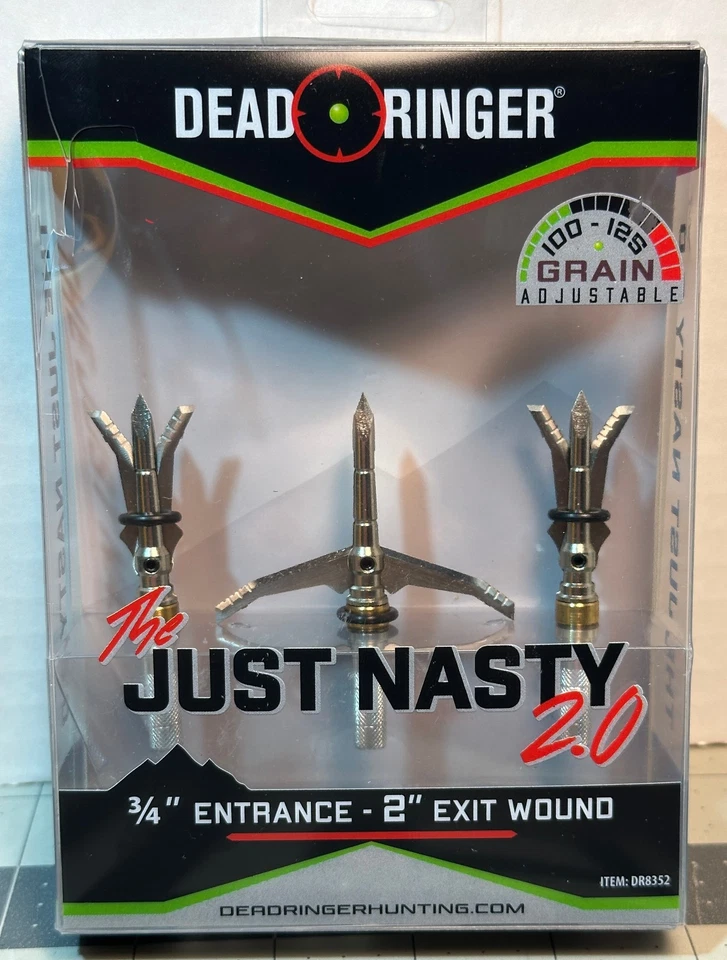 (3) Dead Ringer DR8352 Just Nasty 2.0 Crossbow Broadheads, 100-125 Grain Adjust. - Image 1 of 4