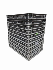 10 x USED 12 Ltr Heavy Duty Ventilated Stacking Plastic Euro Container Trays - Picture 1 of 6