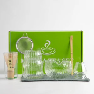 7Pcs Japanese Matcha Bowl Set Matcha Whisk Clear Glass Matcha Set Matcha Making - Picture 1 of 12