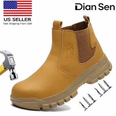 Botas de trabalho masculinas de segurança biqueira de aço cano alto impermeável anti-esmagamento sapatos industriais - Imagem 1 de 4