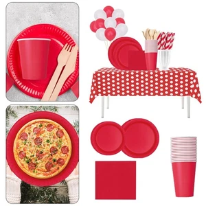 Set stoviglie natalizie 281 pezzi piatti tazze tovaglioli posate legno monouso UK - Foto 1 di 7