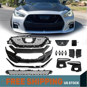 Fit 2014-2022 Infiniti Q50 Skyline 400R Style Front Bumper Grille Fog Light Kit - Picture 1 of 20