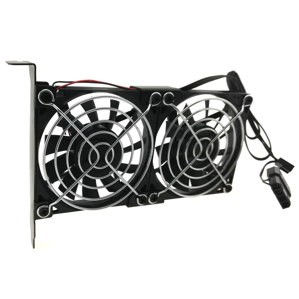 PCIe Cooler Dual 8cm Fan 3500rpm ATX Desktop PC Case GPU Card Cooling 12V Power - Image 1 of 4