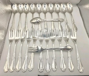 925 Sterling Silber Set mit 12 Gabeln und 12 Teelöffeln. Top Zustand. Gemarkt - Bild 1 von 16