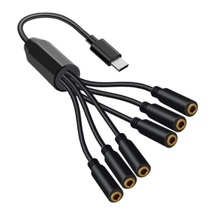 Type C To 3.5mm Audios Splitter Cable 6Output For Music Sharing Superior Sound - Photo 1/7