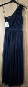 Anaya With Love ❤️ Maxi abito asimmetrico in tulle blu navy taglia 6 nuovo con etichette prezzo di listino £75 - Foto 1 di 9