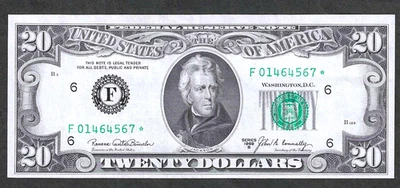 ATLANTA 1969-B $20 ** BILLETE ESTRELLA ** FR-2069-F* ~ ELECCIÓN NÍTIDA SOBRE SIN CIRCULAR Foto 1 de 2